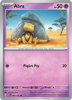 Carte Pokémon Abra 63/165 de la série 151 en vente au meilleur prix