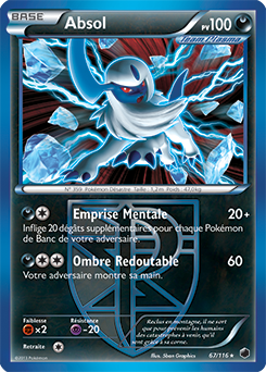 Carte Pokémon Holographique Rare Absol 67/116 de la série Glaciation Plasma