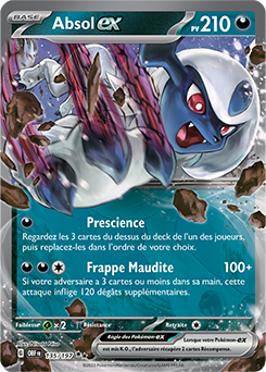 Carte Pokémon Double rare Absol ex 135/197 de la série Flammes Obsidiennes