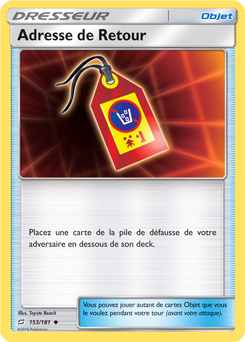 Carte Pokémon Peu commune Adresse de Retour 153/181 de la série Duo de Choc