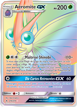 Carte Pokémon Secrète Rainbow GX Aéromite GX 216/214 de la série Alliance Infallible