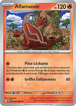 Carte Pokémon Peu commune Aflamanoir 19/86 de la série Flamme Blanche