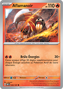 Carte Pokémon Communes Aflamanoir 39/197 de la série Flammes Obsidiennes