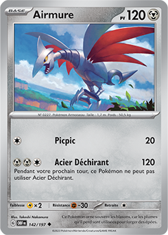 Carte Pokémon Peu commune Airmure 142/197 de la série Flammes Obsidiennes