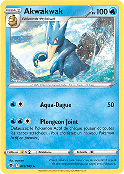 Carte Pokémon Peu commune Akwakwak 029/189 de la série Astres Radieux