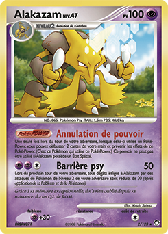 Carte Pokémon Holographique Rare Alakazam 2/123 de la série Trésors Mystérieux
