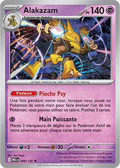 Carte Pokémon Rare Alakazam 56/132 de la série Méga-Évolution