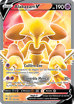 Carte Pokémon Full Art V Alakazam V 172/185 de la série Voltage Éclatant