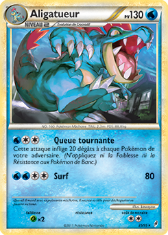 Carte Pokémon Rare Aligatueur 25/95 de la série Appel des Légendes