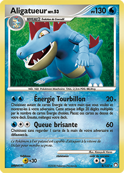 Carte Pokémon Holographique Rare Aligatueur 8/123 de la série Trésors Mystérieux