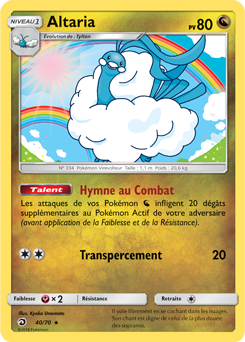 Carte Pokémon Holographique Rare Altaria 40/70 de la série Majesté des Dragons