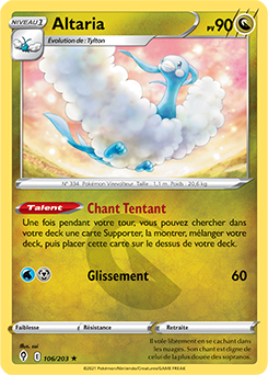 Carte Pokémon Rare Altaria 106/203 de la série Évolution Céleste
