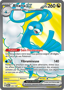Carte Pokémon Ultra rare Altaria ex 232/182 de la série Faille Paradoxe