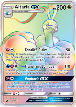 Carte Pokémon Altaria GX 72/70 de la série Majesté des Dragons en vente au meilleur prix