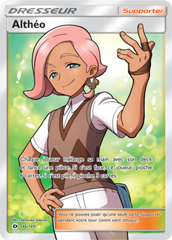 Carte Pokémon Dresseur Full Art Althéo 146/149 de la série Soleil & Lune