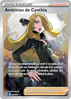 Carte Pokémon Dresseur Full Art Ambition de Cynthia 169/172 de la série Stars Étincelantes