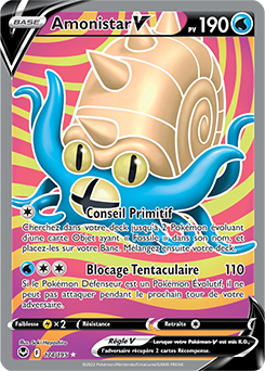 Carte Pokémon Full Art V Amonistar V 174/195 de la série Tempête Argentée