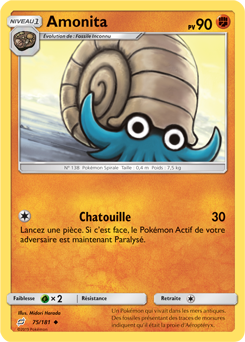 Carte Pokémon Peu commune Amonita 75/181 de la série Duo de Choc
