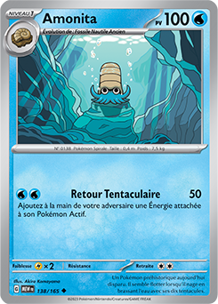 Carte Pokémon Amonita 138/165 de la série 151 en vente au meilleur prix