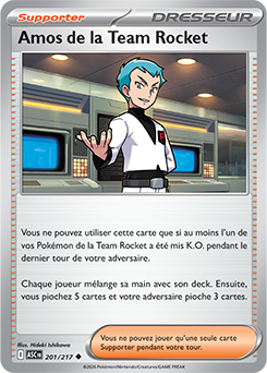 Carte Pokémon Peu commune Amos de la Team Rocket 201/217 de la série Héros Transcendants