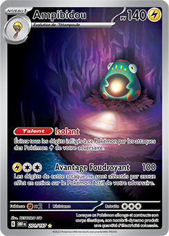 Carte Pokémon Illustration rare Ampibidou 201/197 de la série Flammes Obsidiennes