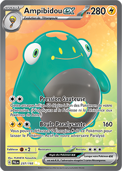 Carte Pokémon Ultra rare Ampibidou ex 237/193 de la série Évolutions à Paldea