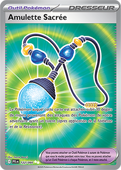 Carte Pokémon Ultra rare Amulette Sacrée 122/94 de la série Flammes Fantasmagoriques