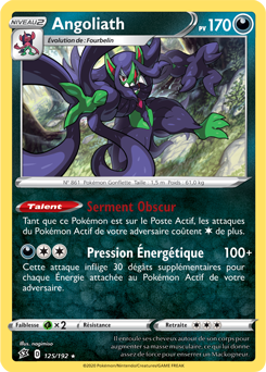 Carte Pokémon Holographique rare Angoliath 125/192 de la série Clash des Rebelles