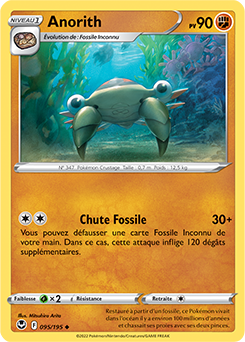 Carte Pokémon Communes Anorith 095/195 de la série Tempête Argentée