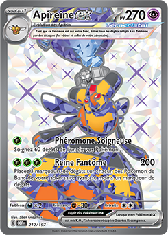 Carte Pokémon Ultra rare Apireine ex 212/197 de la série Flammes Obsidiennes