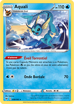 Carte Pokémon Rare Aquali 030/185 de la série Voltage Éclatant