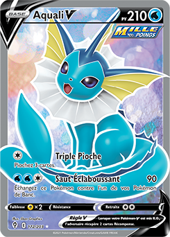 Carte Pokémon Full Art V Aquali V 172/203 de la série Évolution Céleste