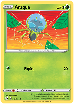 Carte Pokémon Communes Araqua 19/264 de la série Poing de Fusion