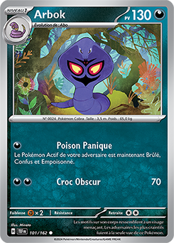 Carte Pokémon Arbok 101/162 de la série Forces Temporelles en vente au meilleur prix