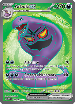 Carte Pokémon Arbok ex 185/165 de la série 151 en vente au meilleur prix