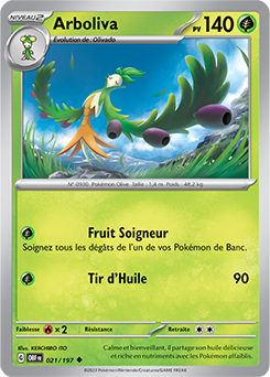 Carte Pokémon Peu commune Arboliva 21/197 de la série Flammes Obsidiennes