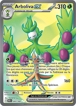Carte Pokémon Ultra rare Arboliva ex 207/182 de la série Rivalités Destinées