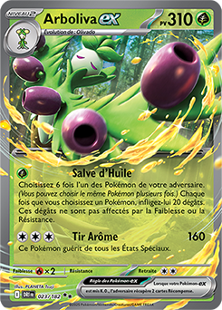 Carte Pokémon Double rare Arboliva ex 23/182 de la série Rivalités Destinées