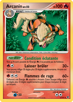Carte Pokémon Holographique Rare Arcanin 1/111 de la série Rivaux Émergents