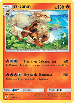 Carte Pokémon Arcanin 22/149 de la série Soleil & Lune en vente au meilleur prix
