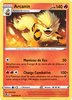 Carte Pokémon Arcanin 020/195 de la série Tempête Argentée en vente au meilleur prix