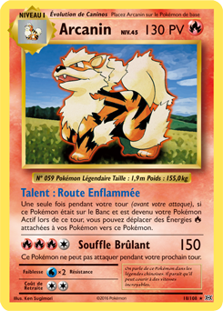 Carte Pokémon Rare Arcanin 18/108 de la série Évolutions
