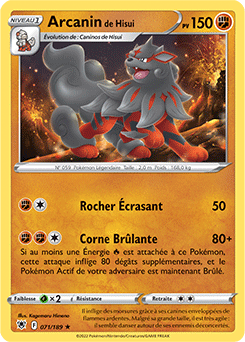 Carte Pokémon Rare Arcanin de Hisui 071/189 de la série Astres Radieux