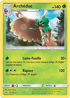 Carte Pokémon Rare Archéduc 11/149 de la série Soleil & Lune