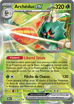 Carte Pokémon Double rare Archéduc ex 15/197 de la série Flammes Obsidiennes