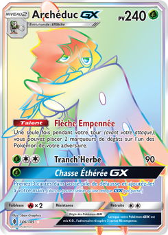 Carte Pokémon Secrète Rainbow GX Archéduc GX 146/145 de la série Gardiens Ascendants