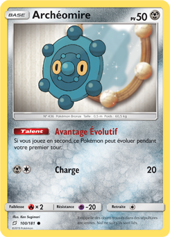 Carte Pokémon Commune Archéomire 100/181 de la série Duo de Choc