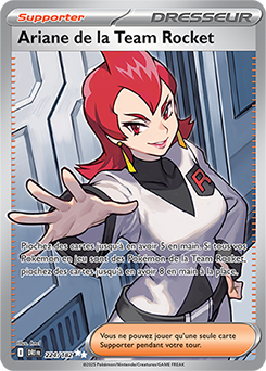 Carte Pokémon Ultra rare Ariane de la Team Rocket 224/182 de la série Rivalités Destinées