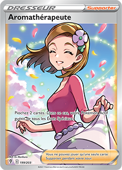 Carte Pokémon Dresseur Full Art Aromathérapeute 199/203 de la série Évolution Céleste