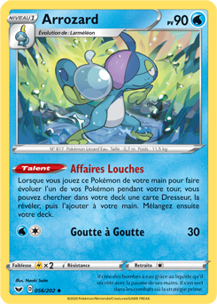 Carte Pokémon Peu commune Arrozard 56/202 de la série Épée et Bouclier